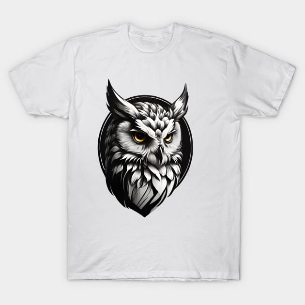 Great Horned Owl Portrait Design T-Shirt by TF Brands